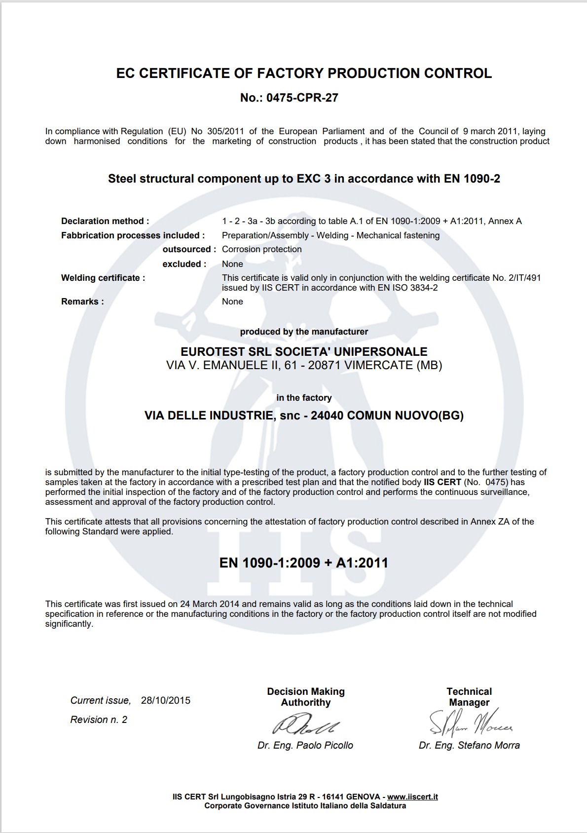 certificazioni carpenteria eurotest